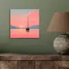 Zeilboot - Roze zee - Zonsondergang - Bergen aluminium wit klein -sfeer2