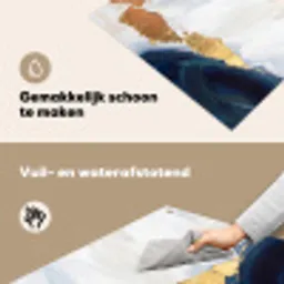 Abstract - Acryl - Blauw - Goud - Elegant Inductie beschemer met haakjes klein -ky-schoon-nl