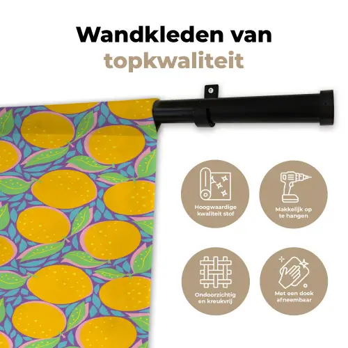 Sinaasappels - Bladeren - Kleurrijk Wandkleed katoen klein 269 -sfeer2