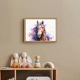Paard - Dieren - Meisjes - Paars - Bruin Light Box met batterij (Wandlamp kind) middel -sfeer2_kind
