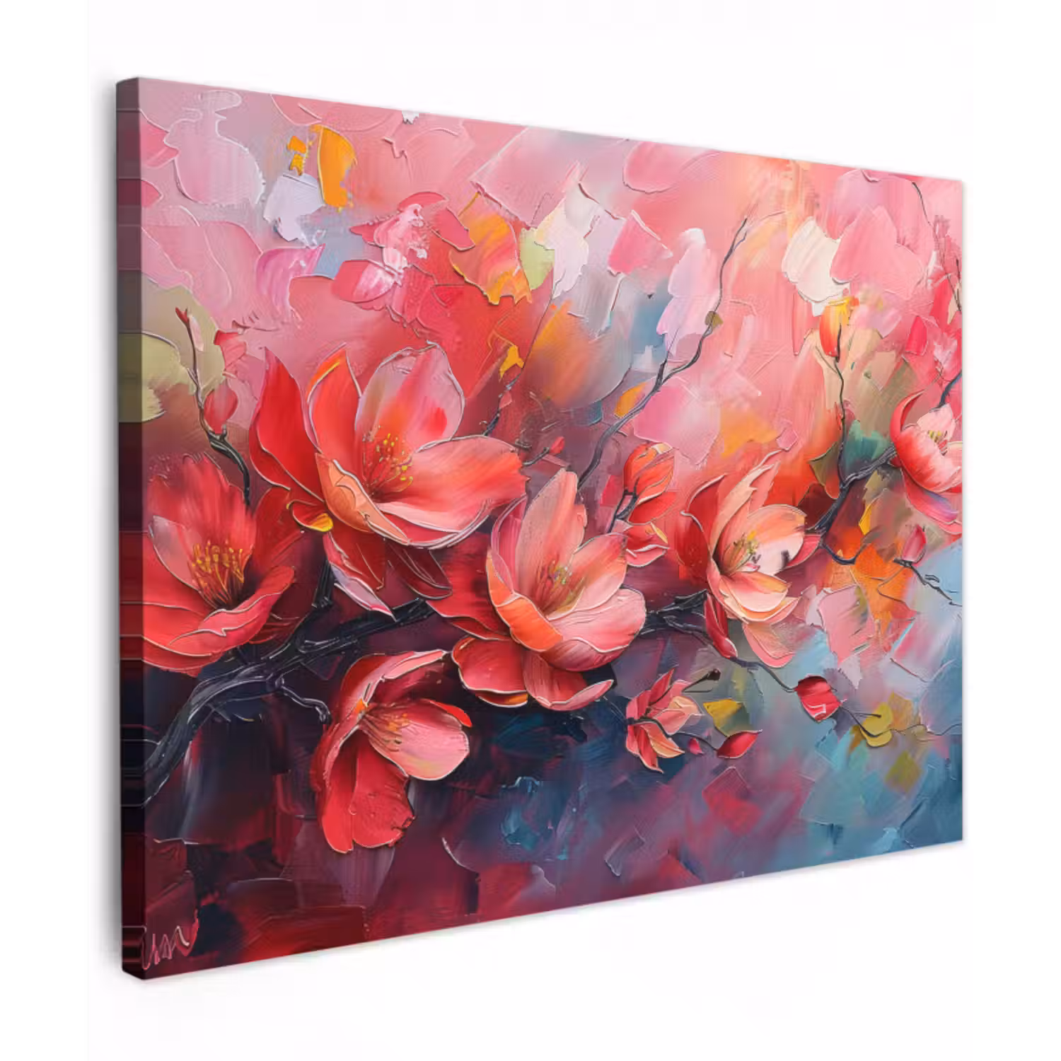 Leinwandbild - Blumen - Rosa - Aquarell - Natur - Kunst