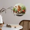 Potten - Kruiden - Hout Wandcirkel behangsticker klein -sfeer3