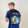 Oranje monster op maansikkel Rugzak - Zwart middel -sfeer8