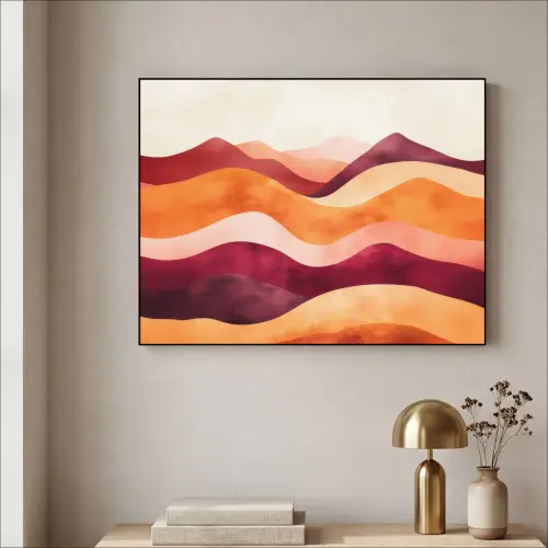 Abstract - Landschap - Golven Textielframe zwart klein -sfeer2