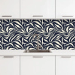 Bladvormen - Blauw - Patroon - Wit keuken achterwand 2 middel 871 -3d