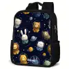 Dieren - Astronaut - Planeten - Sterren Rugzak - Zwart middel -schuin