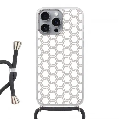 Grafisch - Patroon - Modern Hoesje iPhone 16 Pro Max met koord klein 804 -3d
