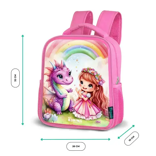 Meisje met paarse draak onder regenboog Kinderrugzak - Roze middel -productfoto_formaten
