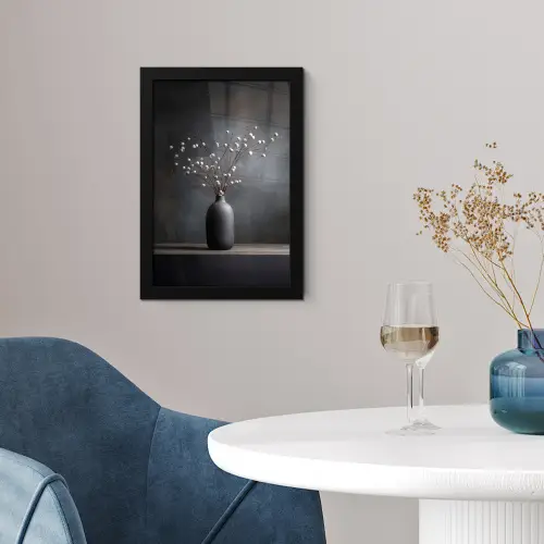 Takken - Vaas - Bolletjes - Wit fotolijst zwart zonder passe partout klein -sfeer4