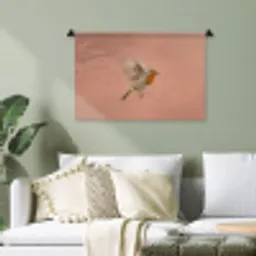 Roodborst - Natuur - Roze Wandkleed katoen klein -sfeer7
