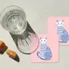 Kat - Illustratie - Minimalistisch - Roze onderzetter kurk middel -sfeer4