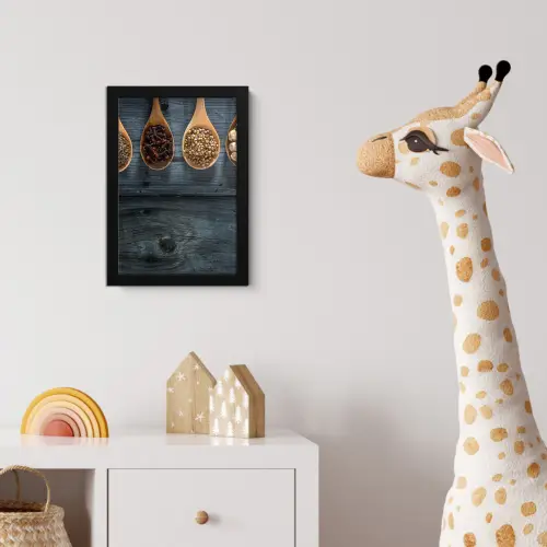 Kruiden - Lepels - Hout - Keuken - Specerijen - Industrieel fotolijst zwart zonder passe partout klein -usfeer4_kinderkamer