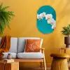 Orchidee - Bloemen - Plant - Wit - Paars Wandcirkel Ovaal Forex klein -sfeer4