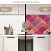Patronen - Art Deco - Roze - Bloemen keuken achterwand 2 middel 871 -voor-na2_NL