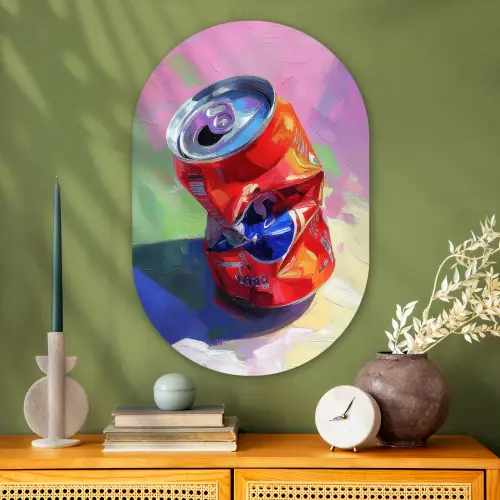Frisdrank - Blik - Paars Wandcirkel Ovaal Glas middel -sfeer2