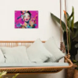 Vrouw - Portret - Abstract - Paars tuinposter los doek klein -sfeer7