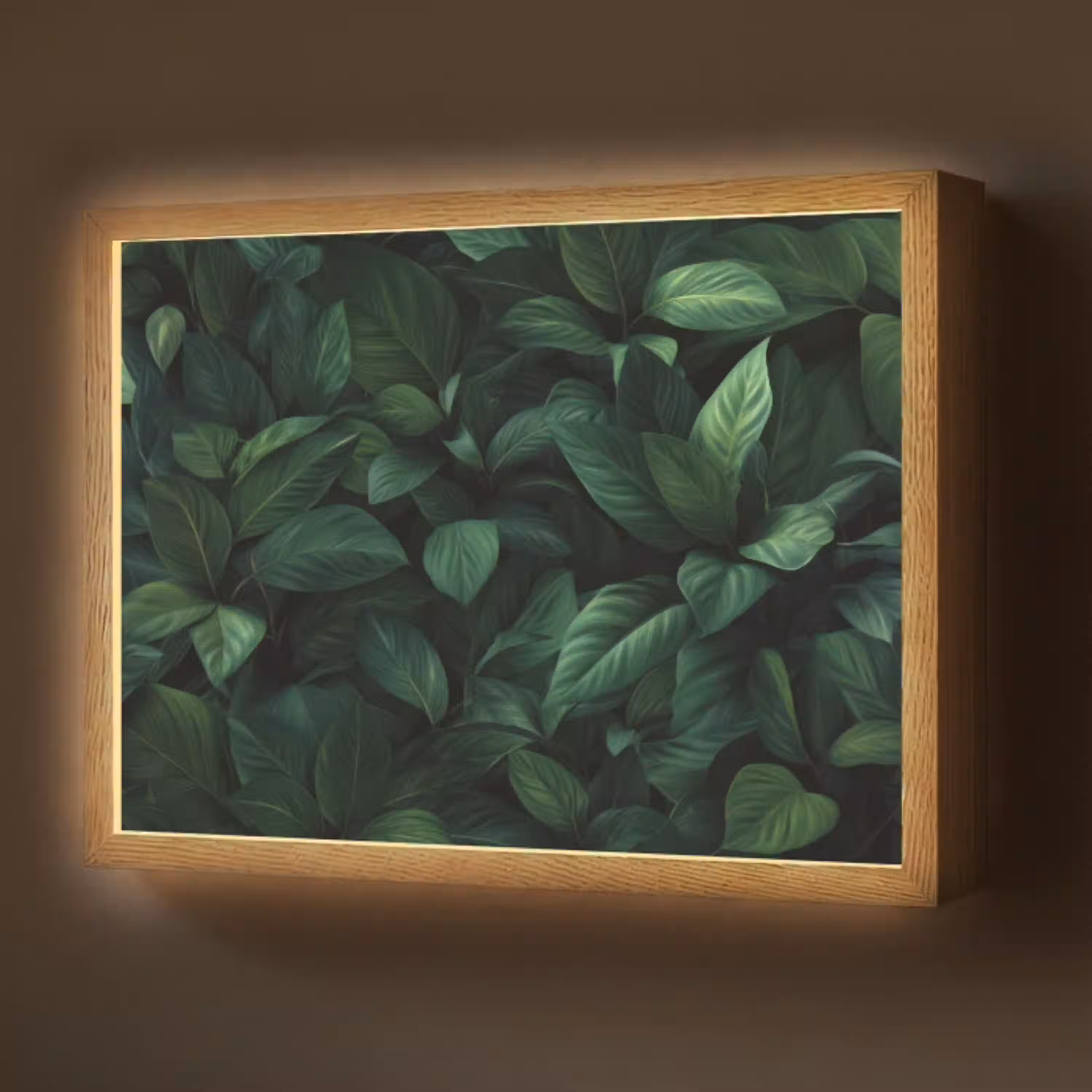 Bladeren - Ovaal - Groen - Nerven Light Box met batterij (Wandlamp) middel -z3d_website