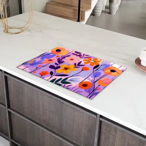 Bloemen - Kleurrijk - Bladeren Inductie beschermer vinyl 3mm klein -sfeer8