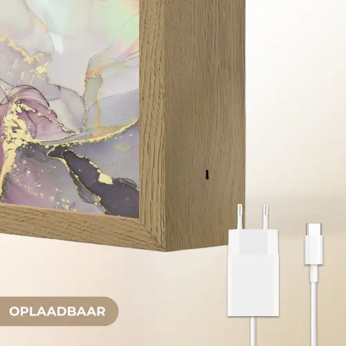 Marmer - Rood - Paars - Goud Light Box met batterij (Wandlamp) middel -USP_websiteoplaadbaarNL