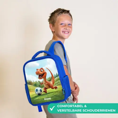 Voetbal - Dino - Sport Kinderrugzak - Blauw middel -sfeer3_NL