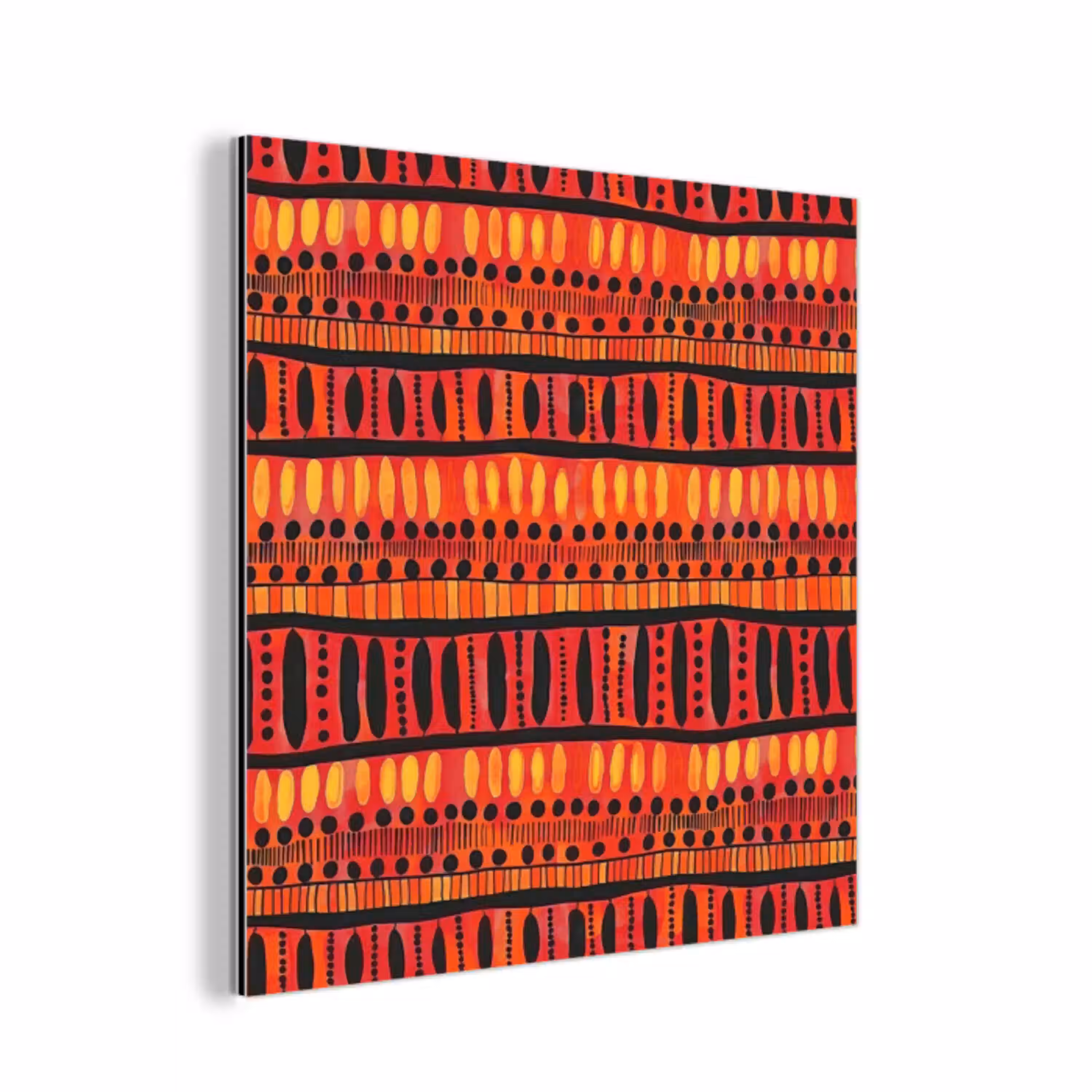 Rood - Oranje - Etnisch - Expressief - Patroon aluminium wit klein 46 -3d