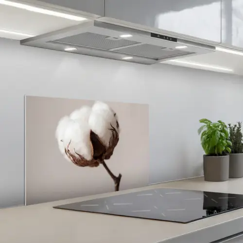 Katoenbol - Minimalistisch - Wit keuken achterwand spatscherm klein -3d_schuin
