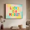 Quote - Lucky - Regenboogkleuren Textielframe zwart klein -sfeer3