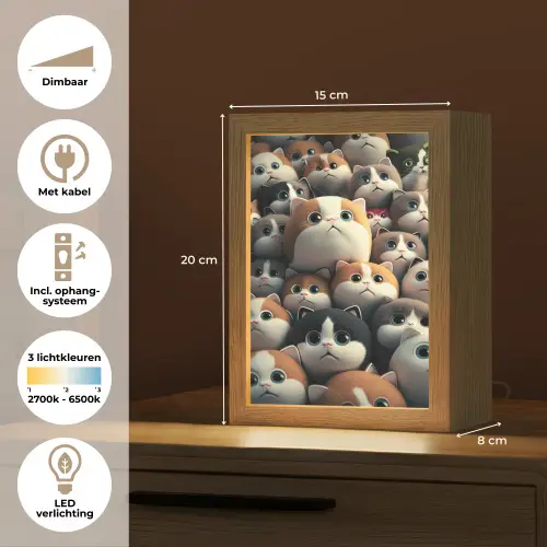 Kat - Huisdieren - Poes - Bruin - Grijs - Kinderen Light Box met kabel klein -USP_NL