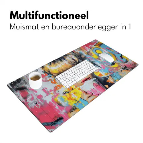 Expressief - Milkshake - Vrouw - Felle kleuren Muismat XXL klein -sfeer4