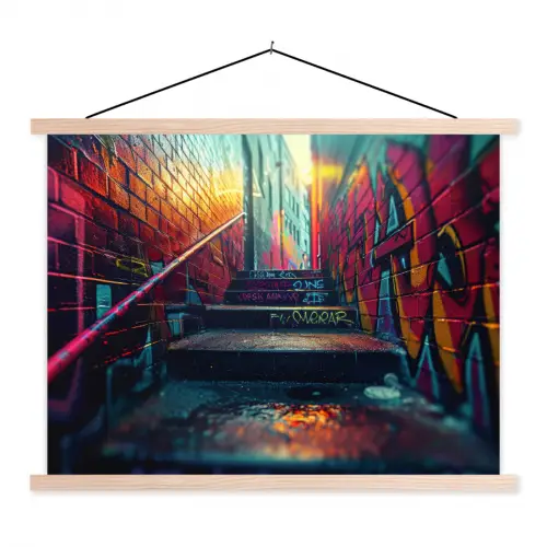 Architectuur - Neon - Trap - Graffiti textielposter latten blank klein -3d