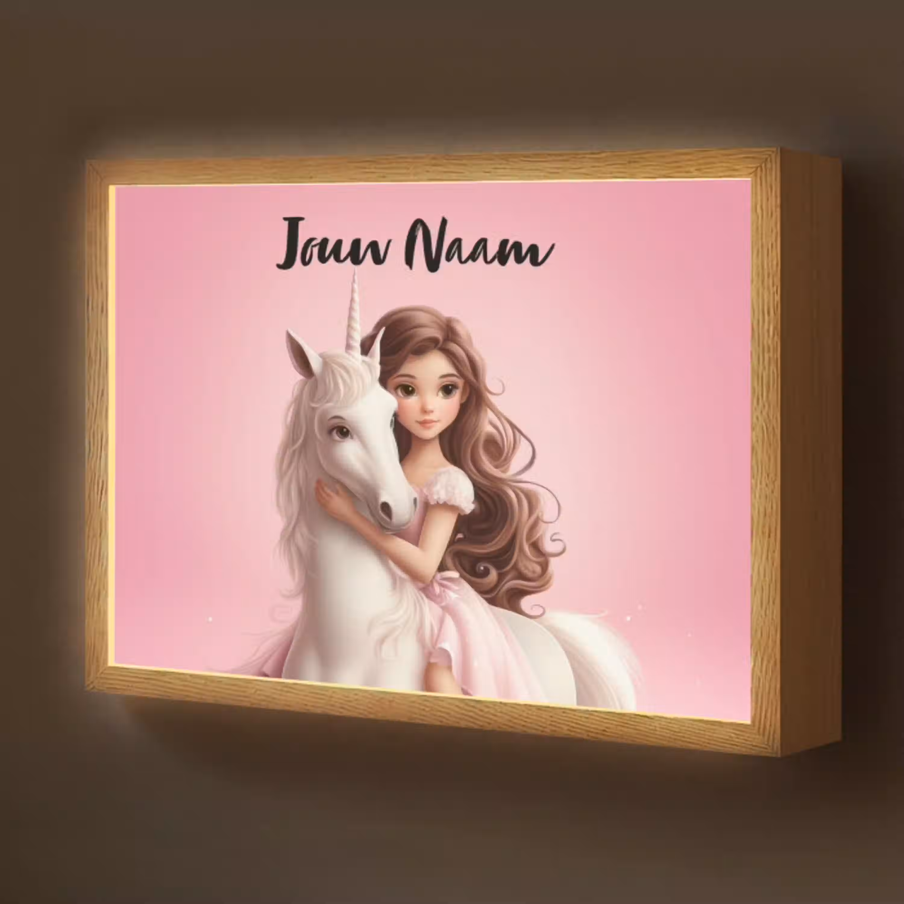 Prinses - Roze - Eenhoorn Light Box met batterij (Wandlamp kind) middel -z3d_website