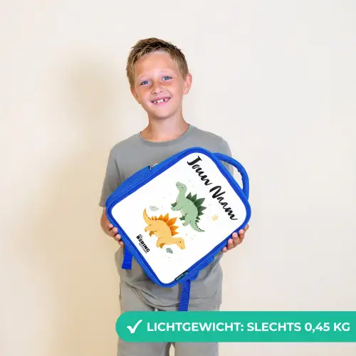 Dinos - Dieren - Groen - Oranje Kinderrugzak - Blauw middel -sfeer1_NL