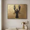 Kreeft - Zwart - Goud - Luxe Textielframe zwart klein -sfeer2