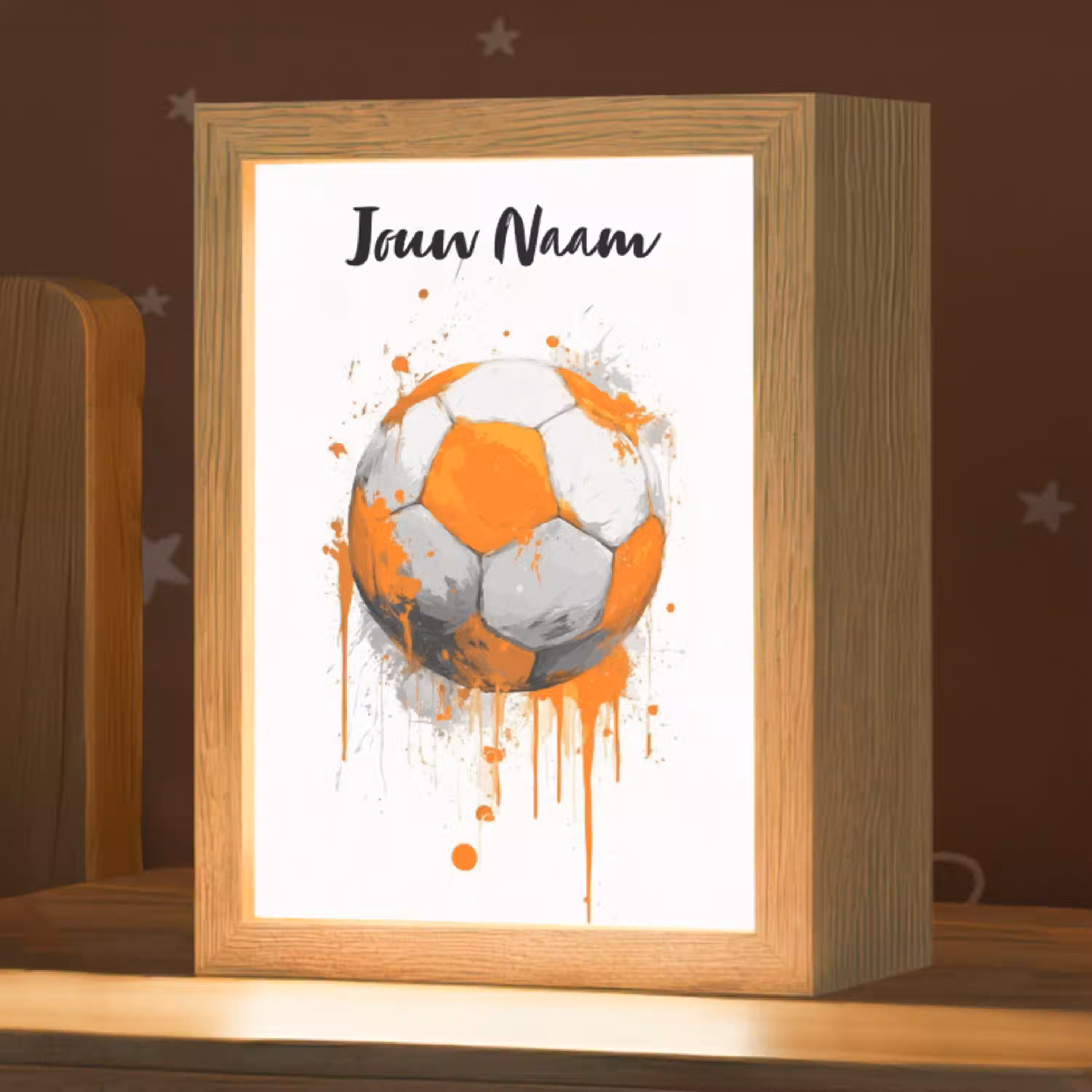 Voetbal - Abstract - Oranje - Verfspatten Light Box met kabel (Kinderlampje) klein -zzz_3d_website