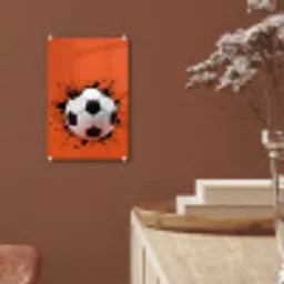 Voetbal - Verf - Sport - Oranje plexiglas 5mm klein -sfeer5