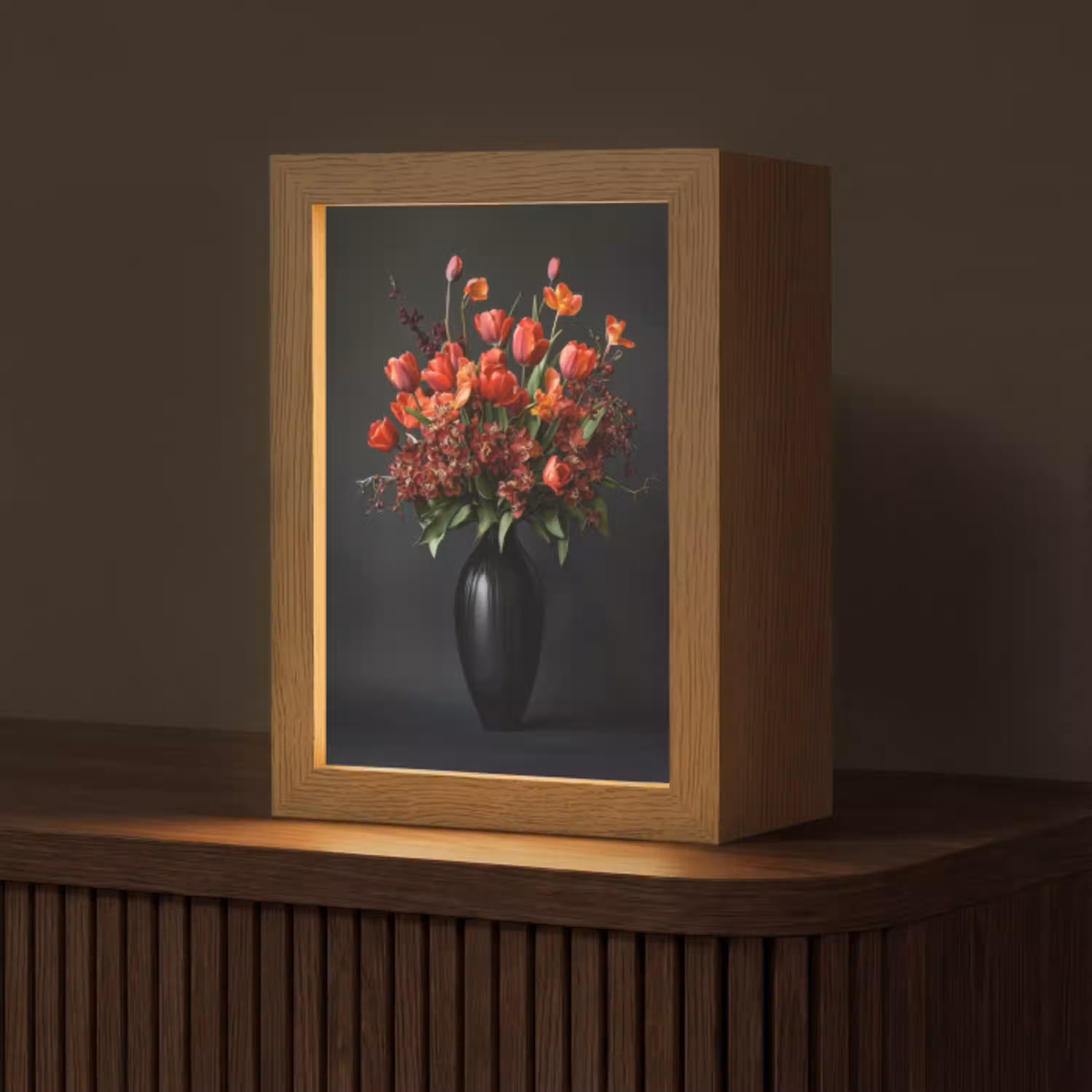 Boeket - Tulpen - Vaas - Rood Light Box met kabel (Tafellamp) klein -z3d_website
