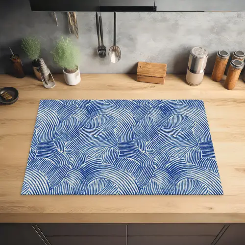 Modern - Abstract - Blauw Inductie beschermer vinyl 3mm klein 276 -sfeer5