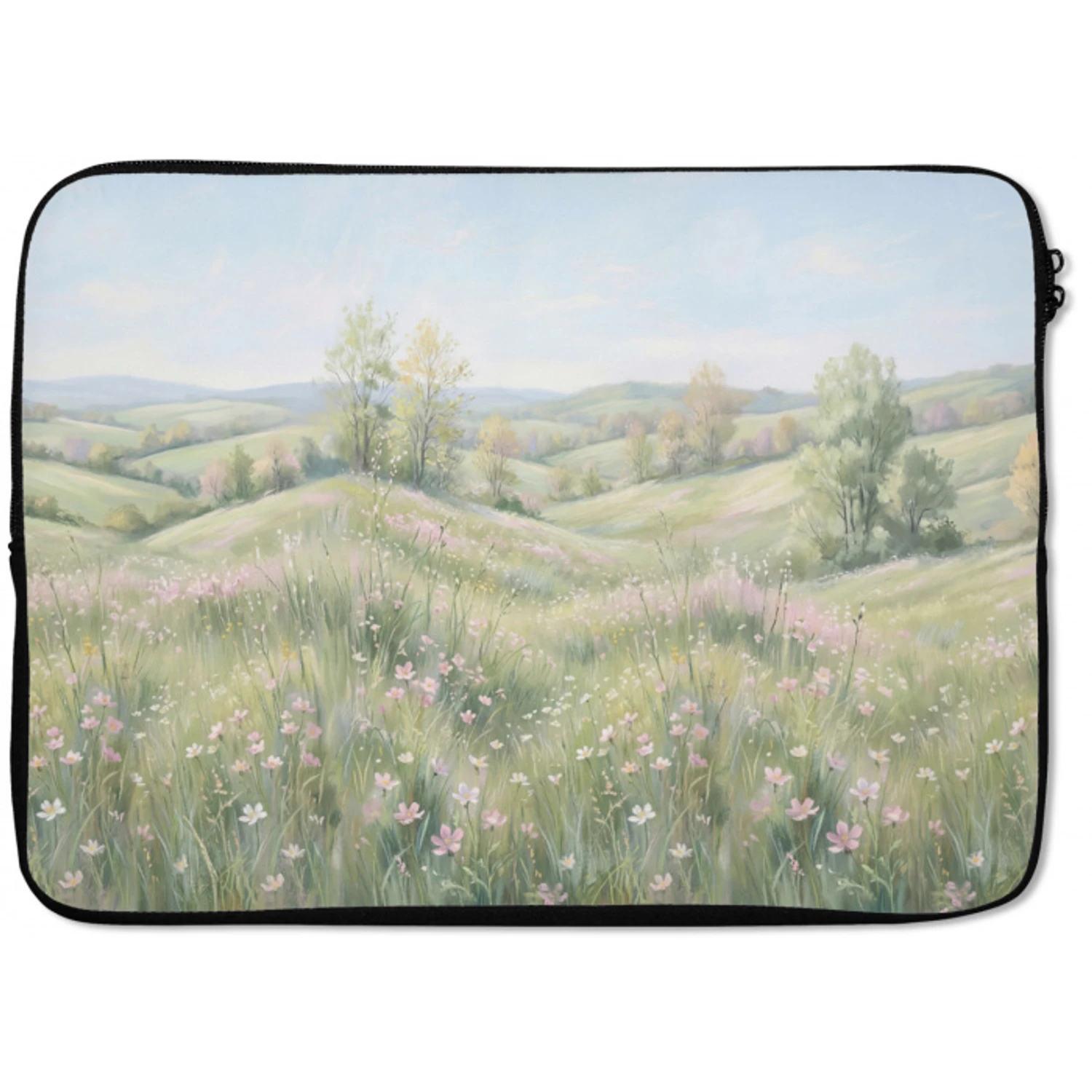 Bloemen veld - Bloemen - Groen laptophoes neopreen klein -zkaufland3dotto