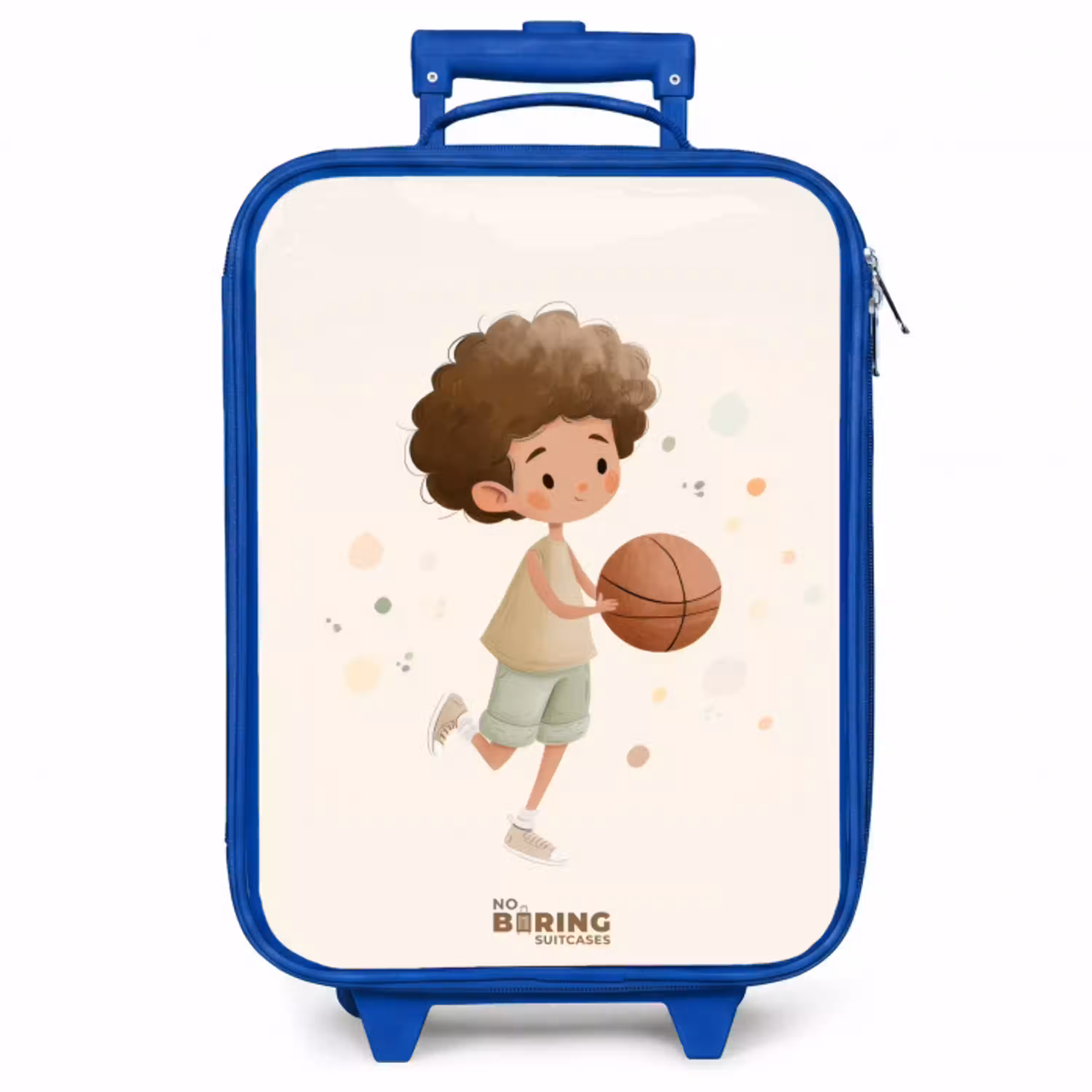 Jongen met een basketbal in beige kleuren Kinderkoffer - Blauw klein -zzz_website3d