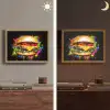 Hamburger - Graffiti - Verf - Kleurrijk - Eten - Abstract Light Box met batterij (Wandlamp) middel -sfeer3