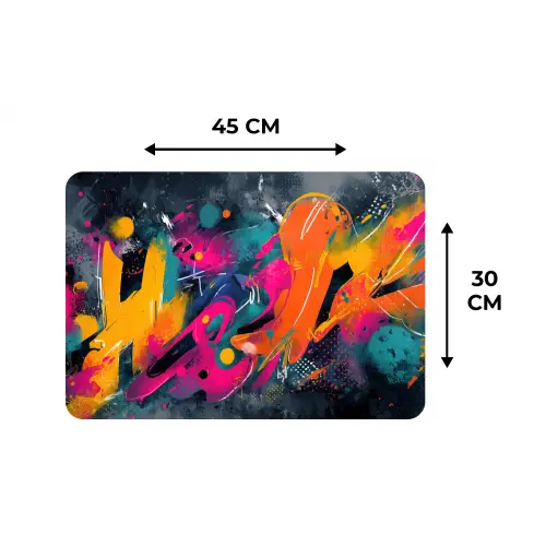 Abstract - Graffiti - Kleurrijk - Verfspatten Placemat vinyl groot -specs