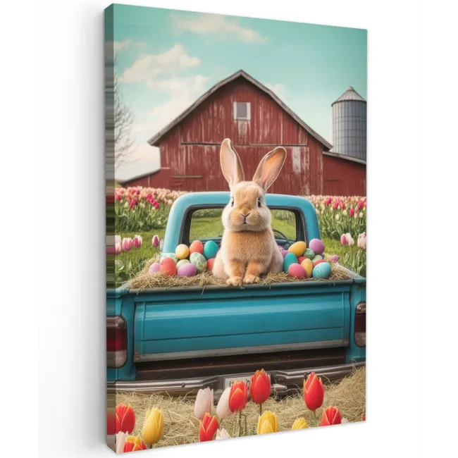 Konijn - Boerderij - Eieren Tuinposter op houten frame 2 cm dik klein -3d