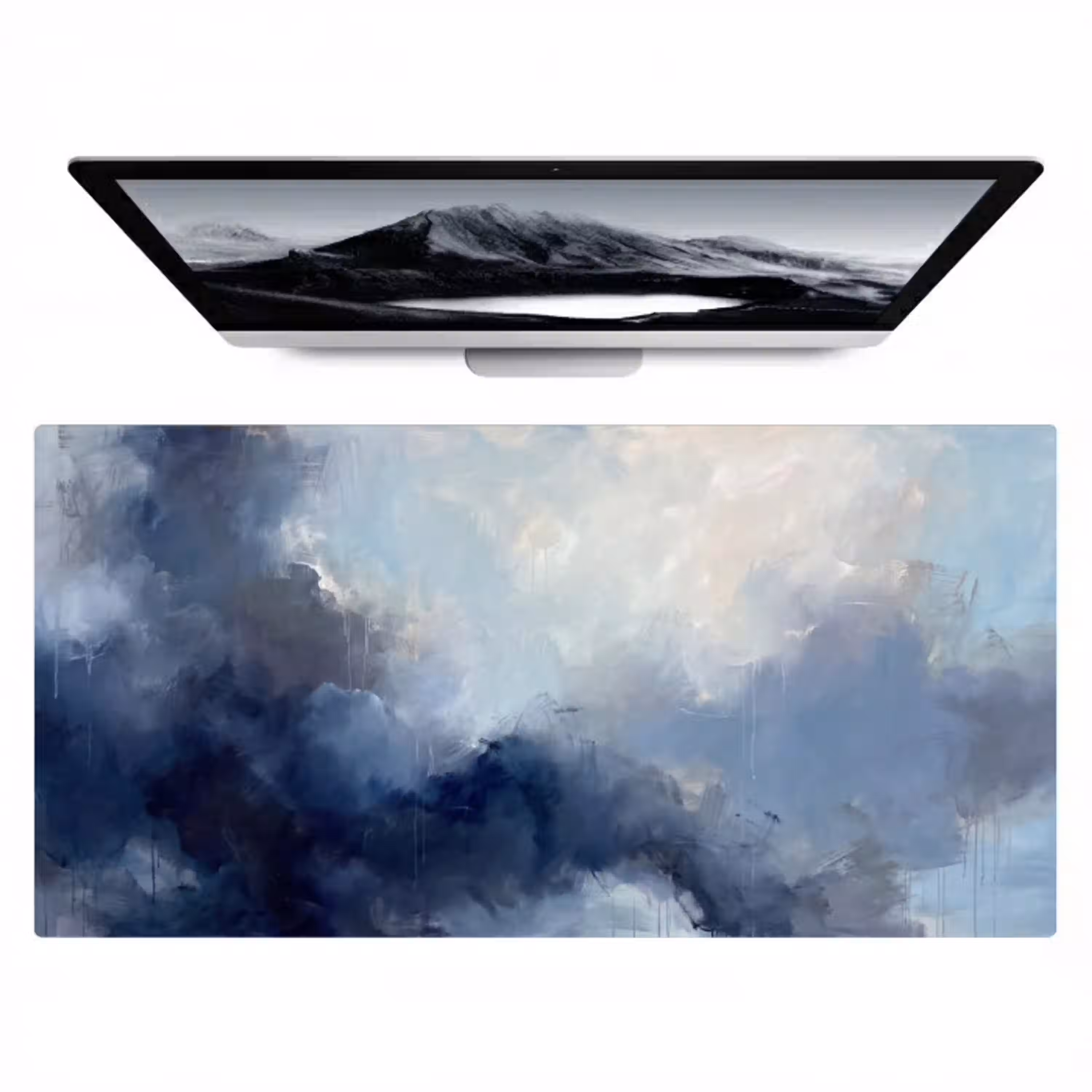 Abstract - Wolken - Modern - Blauw - Kunst Muismat XXL klein -zzz3d