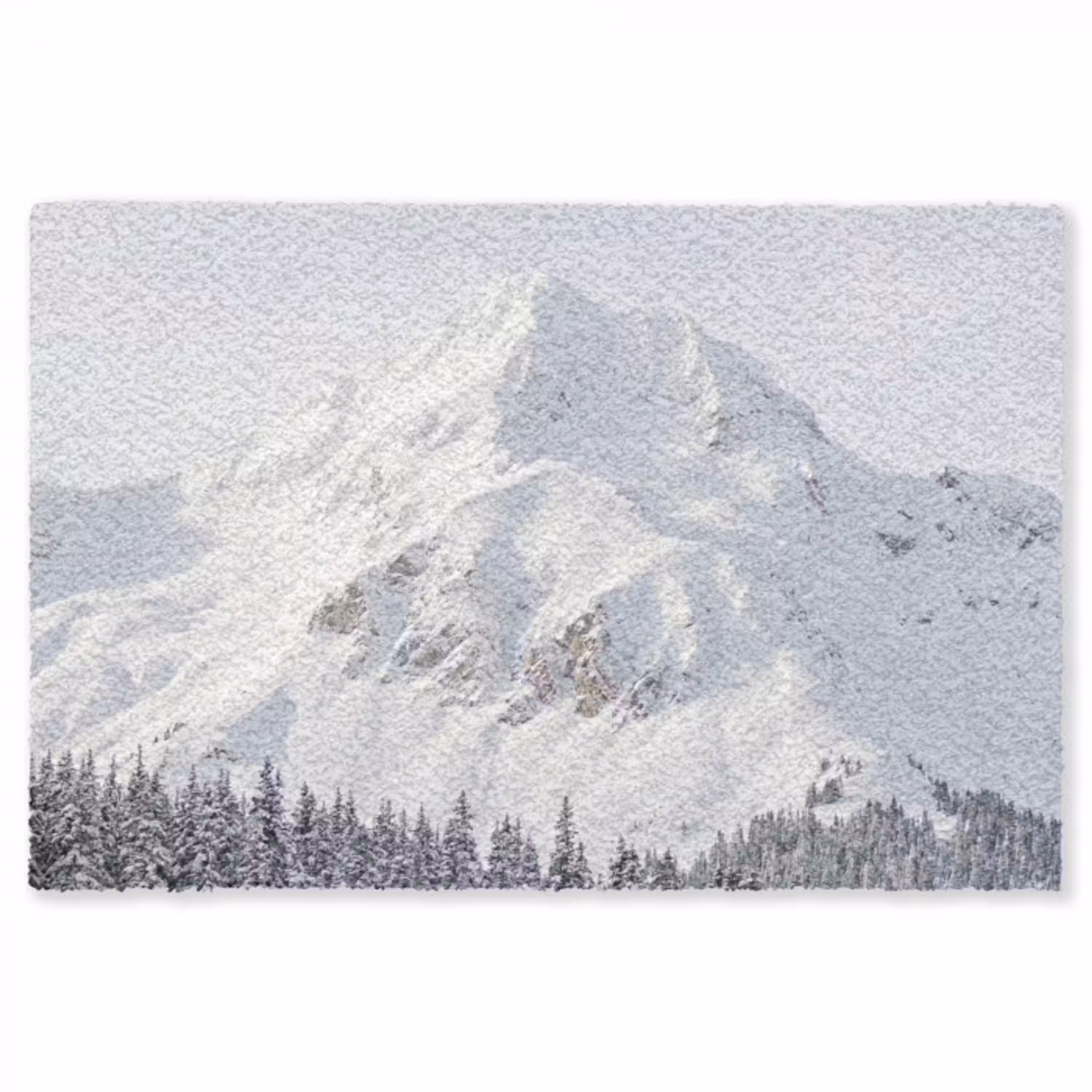 Berg - Sneeuw - Winter - Natuur - Wit Vloerkleed Rechthoek klein -3d