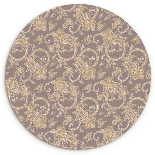 Oosters - Bloemen - Beige - Grijs Wandcirkel kunststof plaat 5mm dik klein 188 -3d