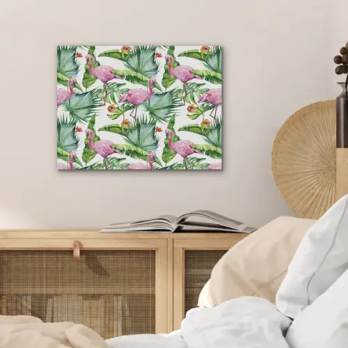 Inductie beschermer - Flamingo - Bladeren - Afdekplaat voor kookplaat - Tropisch PET vilt klein -sfeer3