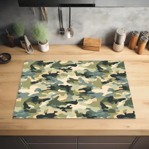 Woestijncamouflage - Zandkleurig - Groen - Patroon Inductie beschermer vinyl 3mm klein 276 -sfeer5