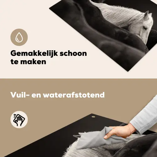 Paarden - Zwart - Wit - Kudde Inductie beschemer met haakjes klein -ky-schoon-nl