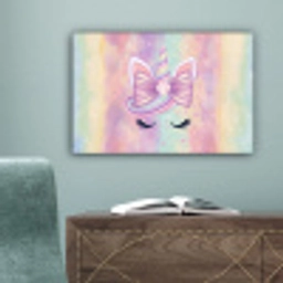 Eenhoorn - Glitters - Regenboog - pastel canvas 2cm klein -sfeer4