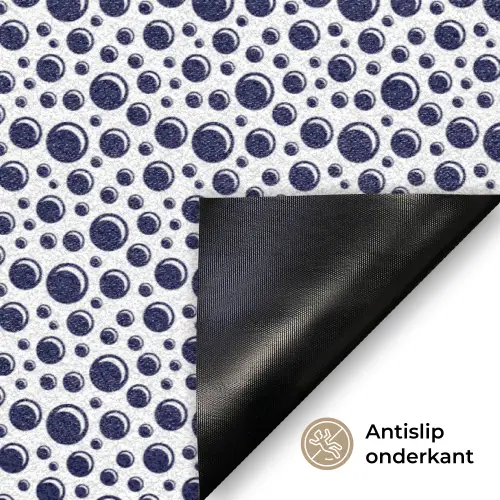 Oceaan - Bubbel - Blauw - Wit Deurmat klein 898 -antislip_NL